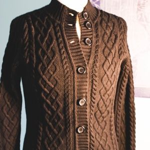 Black Liz Claiborne cabled button up sweater